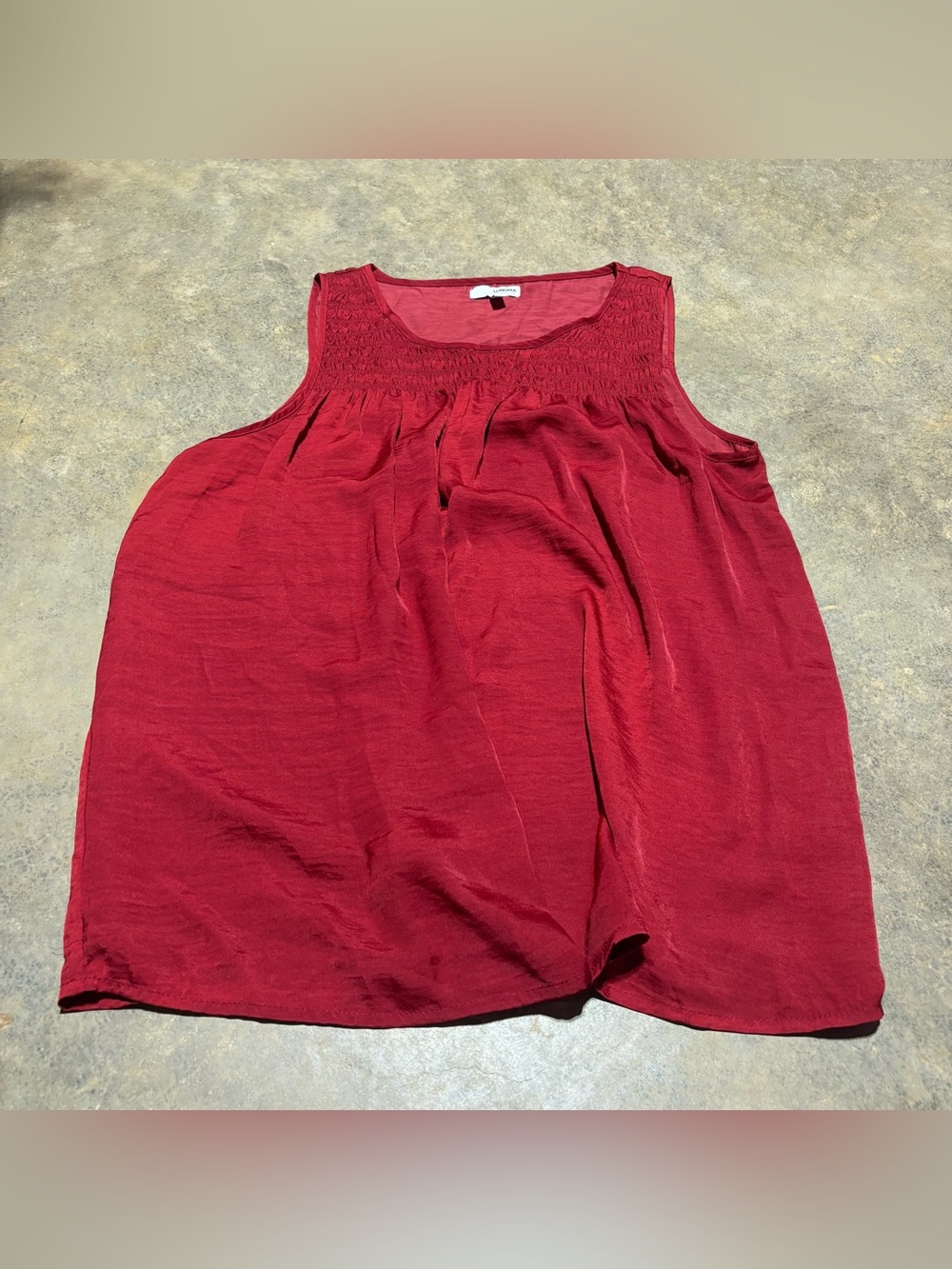 Sonoma Red Sleeveless Smocked Yoke Tank
